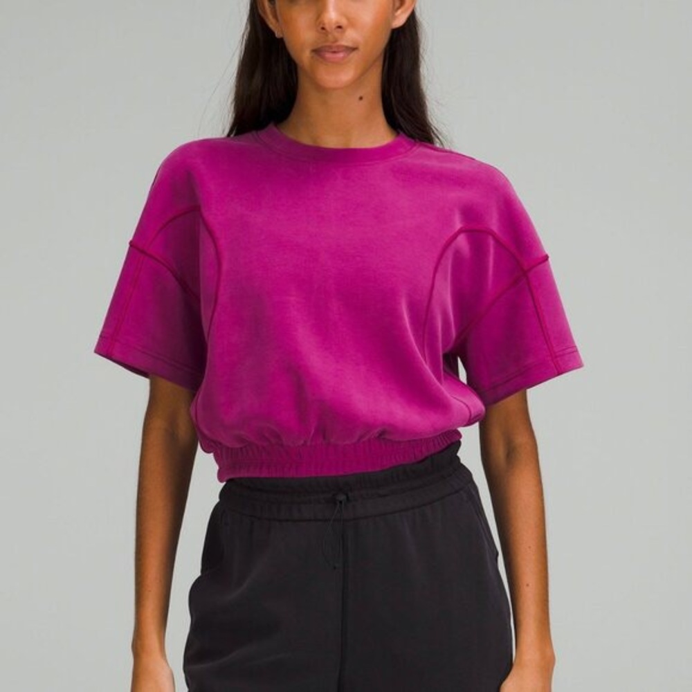 lululemon athletica Cropped Crewneck Top in Fuchsia Pink